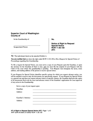 Washington Guardianship Special Notice Request