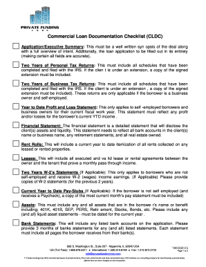 Commercial Loan Documentation Checklist