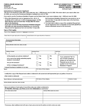 Connecticut Foreclosure Mediation Request Form