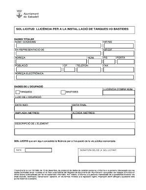 License Application for Tank Installation