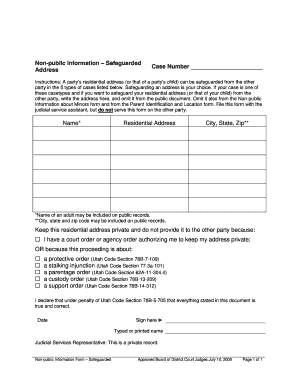 Utah Non-Public Information Safeguarded Form