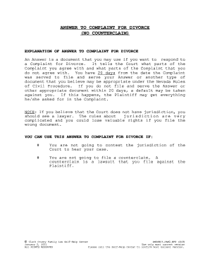 Answer to Complaint for Divorce