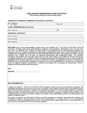 Catalonia Business Activity Declaration Form