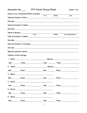 VFA Family Group Sheet