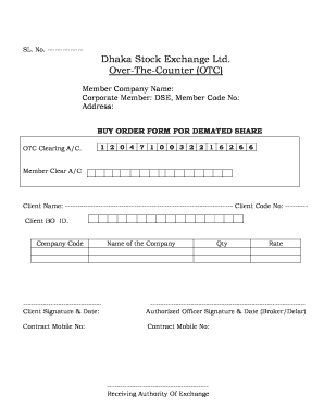 Buy Order Form for Dematerialized Share