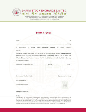 Dhaka Stock Exchange Proxy Form