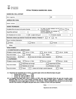 Technical Data Form for Gual
