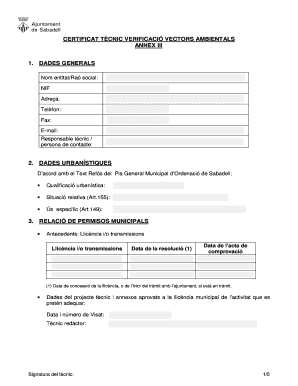 Technical Certificate Environmental Verification