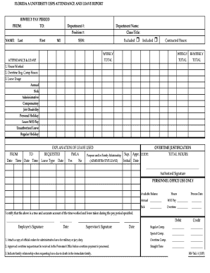 Florida University USPS Attendance and Leave Report