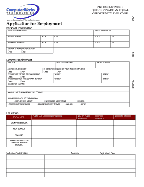 Application for Employment Form