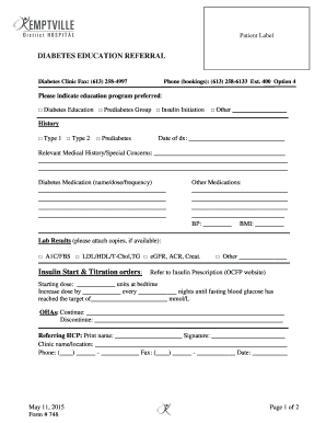 Diabetes Education Referral Form