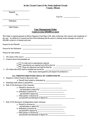 Illinois Civil Case Management Order