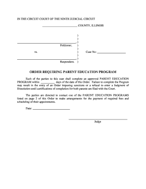 Order Requiring Parent Education Program
