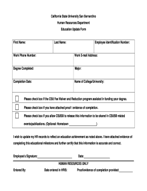 California State University Education Update Form