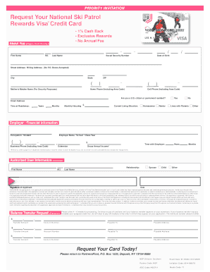 National Ski Patrol Rewards Visa Credit Card Application