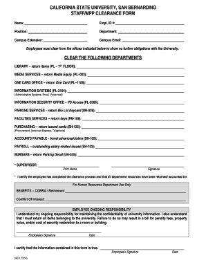 California State University Staff Clearance Form
