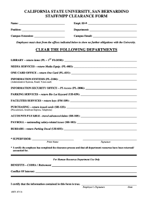 California State University Staff Clearance Form
