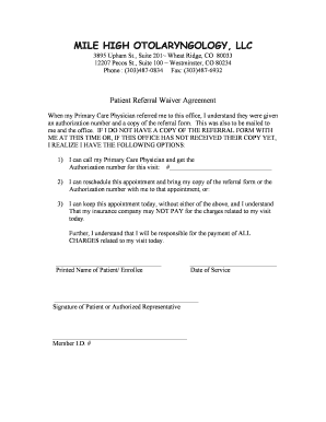Patient Referral Waiver Agreement