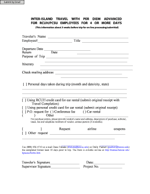 Inter-Island Travel With Per Diem Advanced