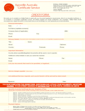 Apostille Australia Order Form
