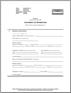 Déclaration d'opposition Formulaire 4