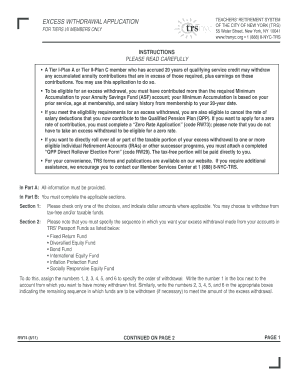 Excess Withdrawal Application