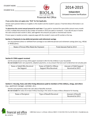 Independent Untaxed Income Verification Form