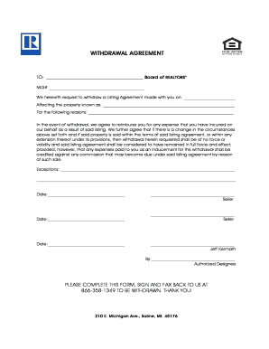 Withdrawal Agreement for Listing