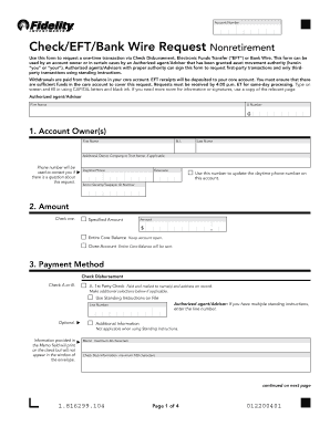 Fidelity Check EFT Bank Wire Request Form