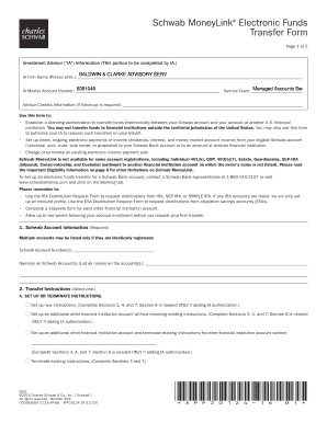 Schwab MoneyLink Electronic Funds Transfer Form