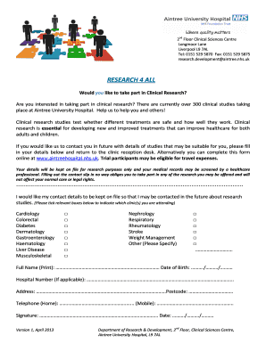Clinical Research Participation Form