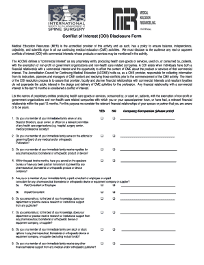 Conflict of Interest Disclosure Form
