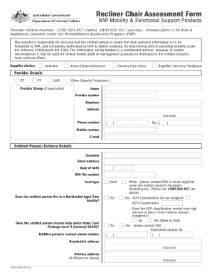 Recliner Chair Assessment Form