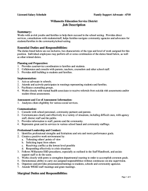 Family Support Advocate Job Description