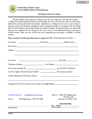 US District Court ECF Registration Form