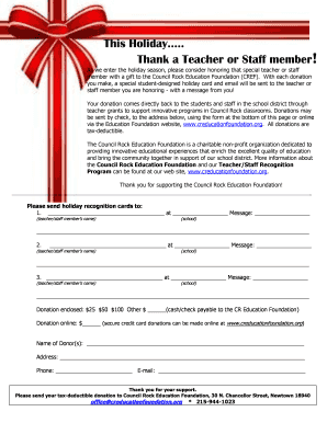 Teacher Recognition Donation Form