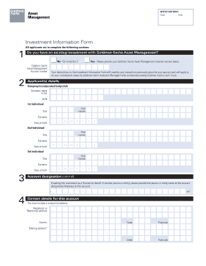 Goldman Sachs Investment Information Form