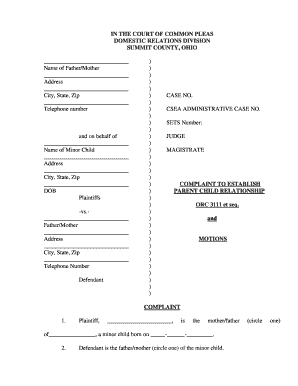 Parent Child Relationship Complaint Form