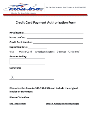 Credit Card Payment Authorization Form