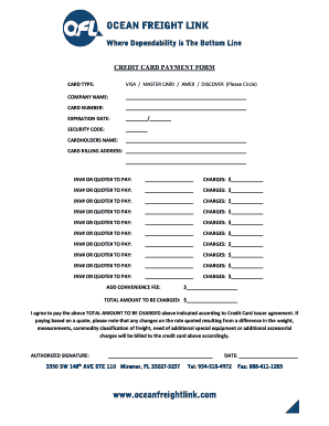 Ocean Freight Link Credit Card Payment Form
