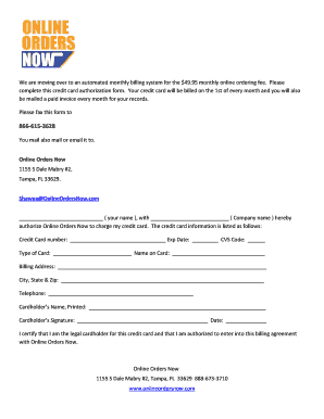 Credit Card Authorization Form