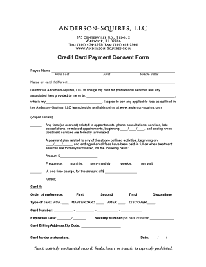 Credit Card Payment Consent Form