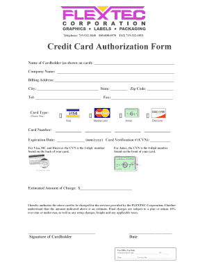 Credit Card Authorization Form