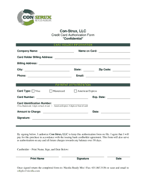 Credit Card Authorization Form