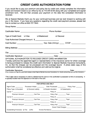 Credit Card Authorization Form