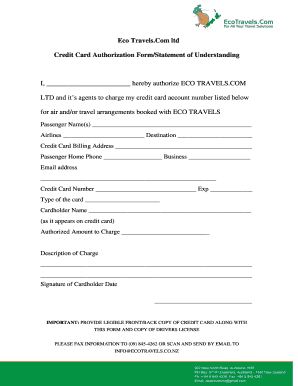 Credit Card Authorization Form