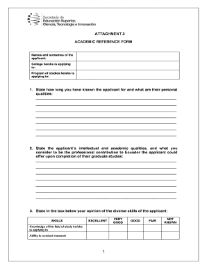 Academic Reference Form