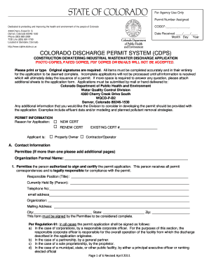 Colorado Construction Dewatering Permit Application
