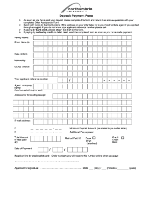 Deposit Payment Form