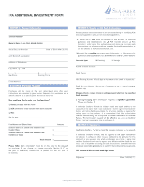 IRA Additional Investment Form